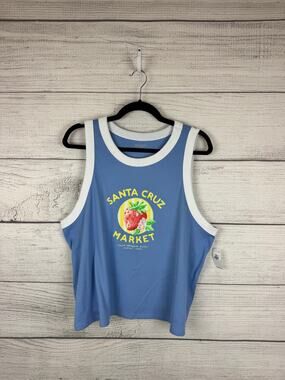 Old Navy Plus Size Blue Snug Ribbed Summer Graphic Crop Tank Size 3X